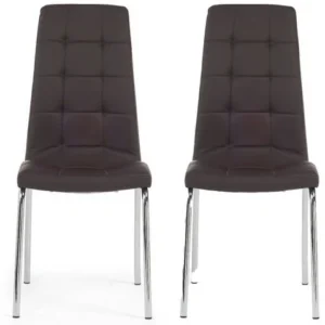 Cadiz/California/Calgary Dining Chair In Brown Faux Leather RRP Pair £250