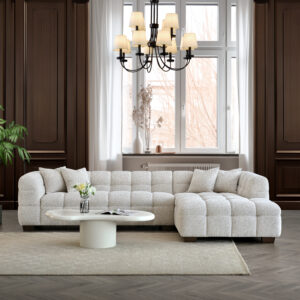 Aluxo Tribeca Right Hand Corner Sofa in Boucle Fabric | Available in Pearl & Oatmeal