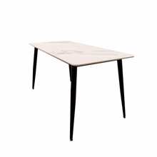 Titus 1.4m Black Dining Table with Sintered Stone Top in Polar White