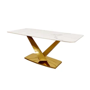 Valeo Gold 1.8m Dining Table with Polar White Sintered Stone Top