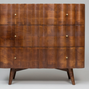 Indok Wooden Carving Design 3 Drawer Cabinet Marble Top